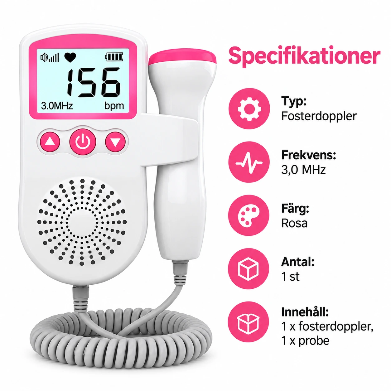 Fosterdoppler for hjemmebruk med display
