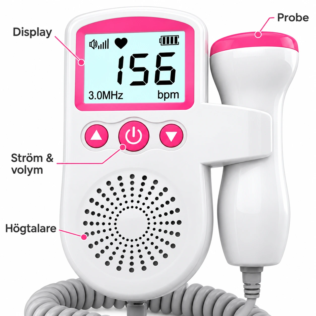 Fosterdoppler for hjemmebruk med display