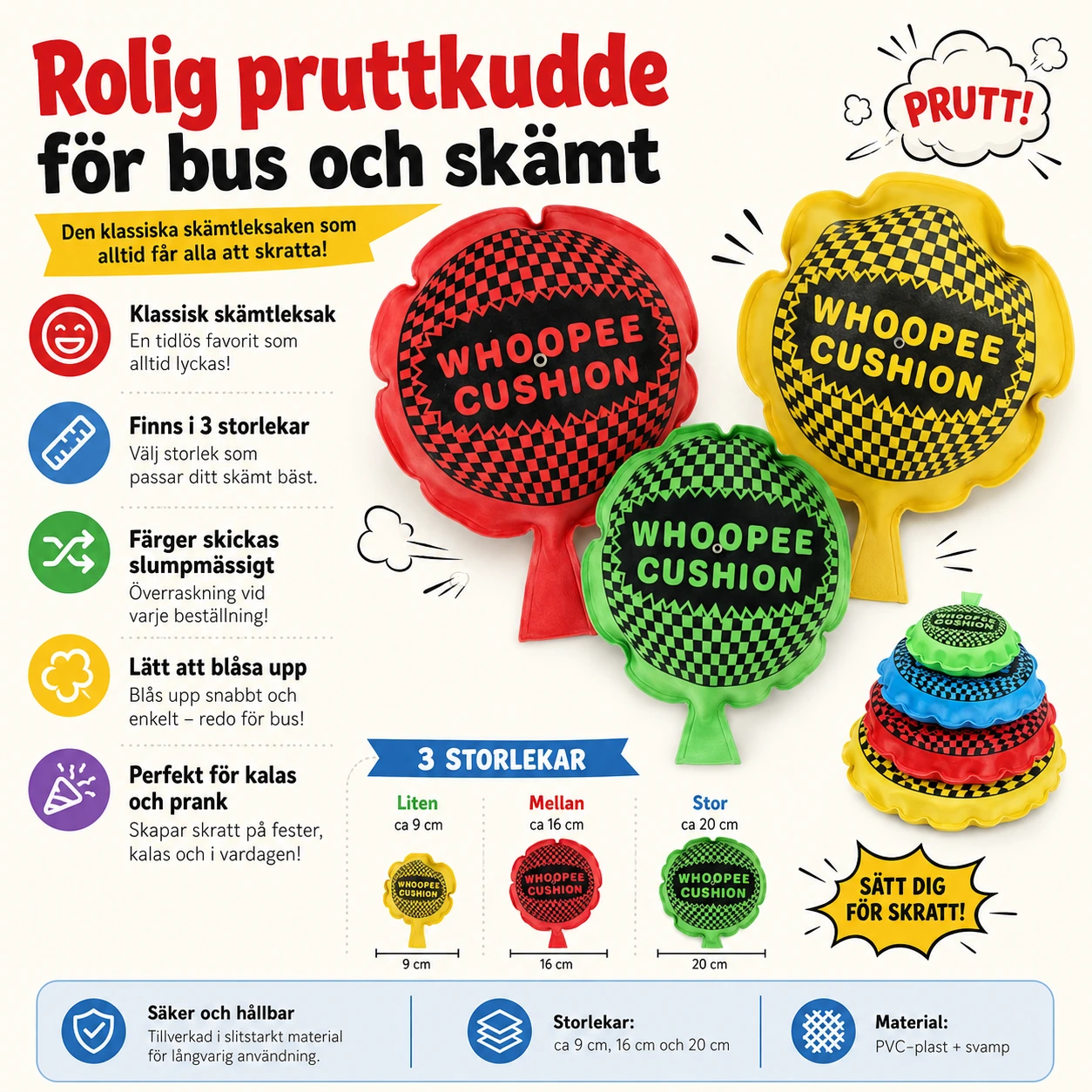 Pruttkudde Skämtleksak – Rolig Prankkudde