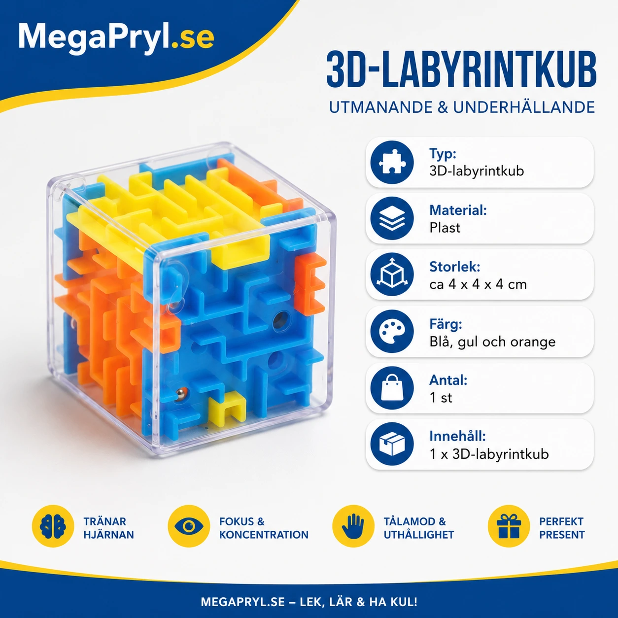 Labyrintkub 3D Transparent Mini för Fingerfärdighet och Fokus