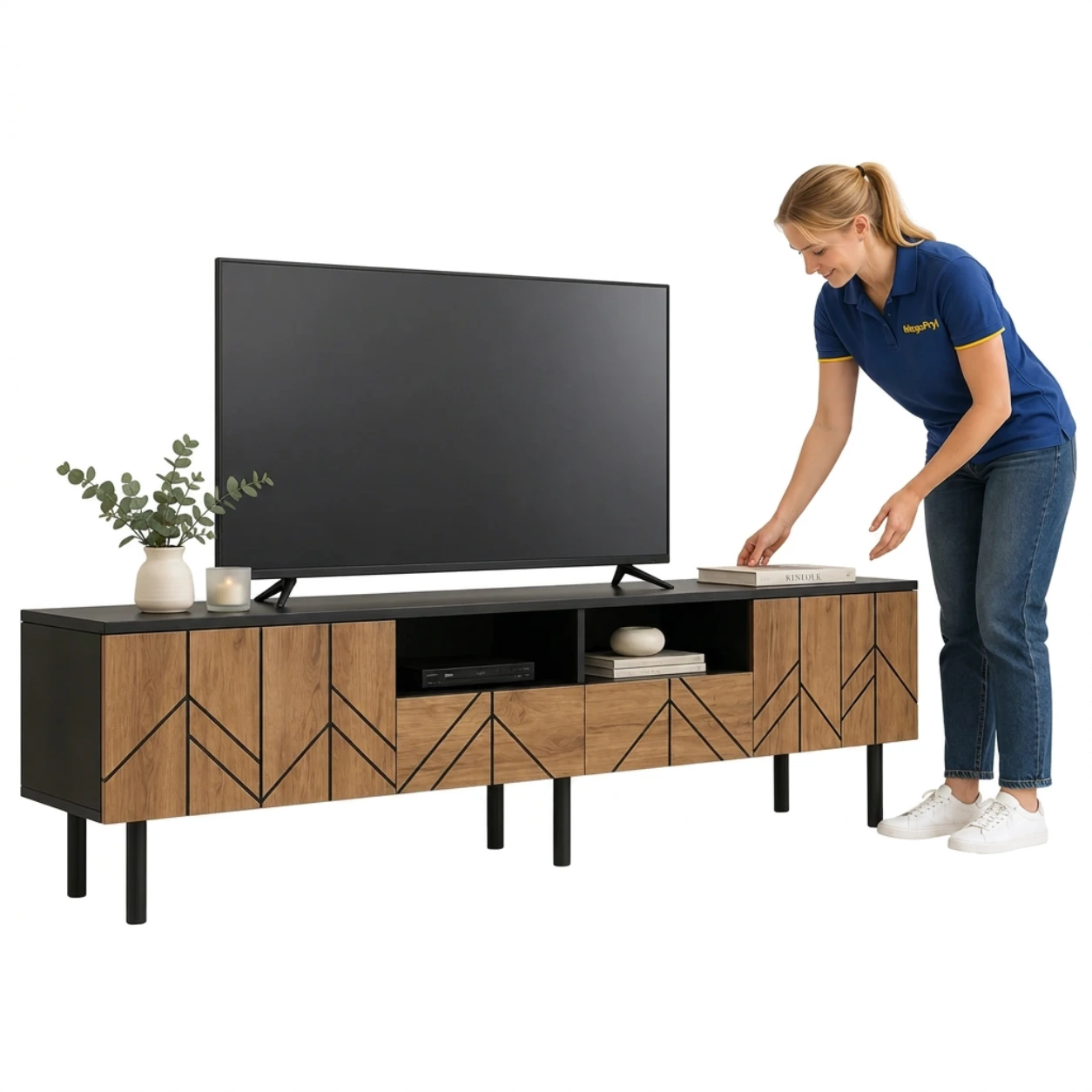TV-bänk med lådor och skåp 180 x 40 x 45 cm