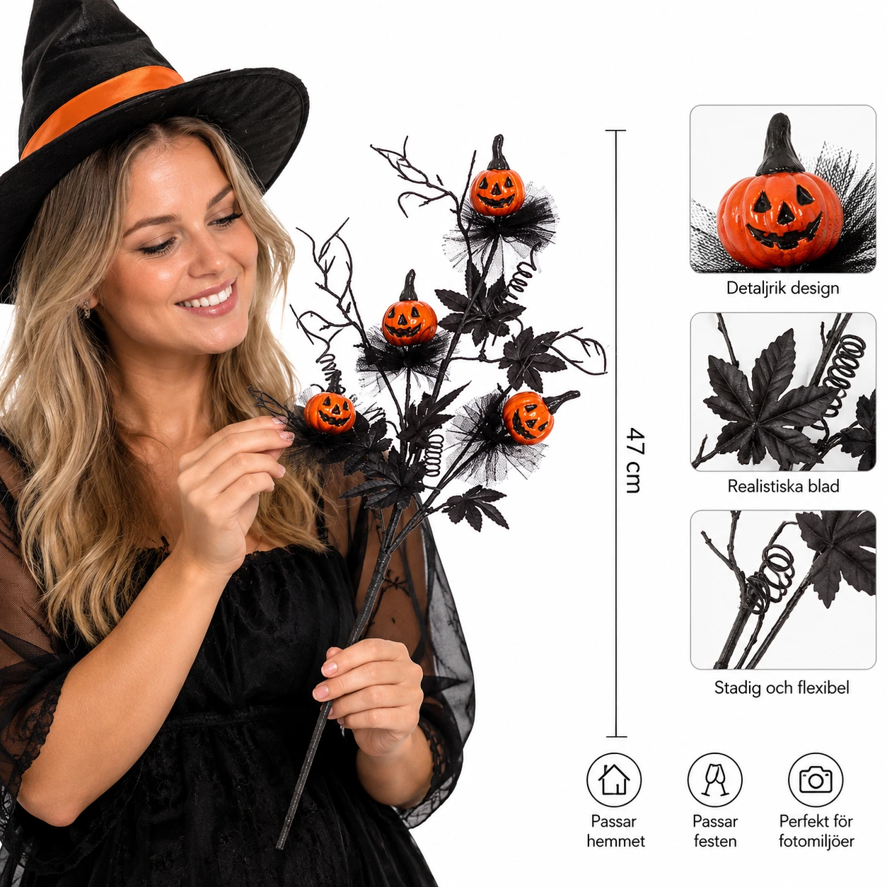 Halloweenkvist för vas och dekoration med pumpor