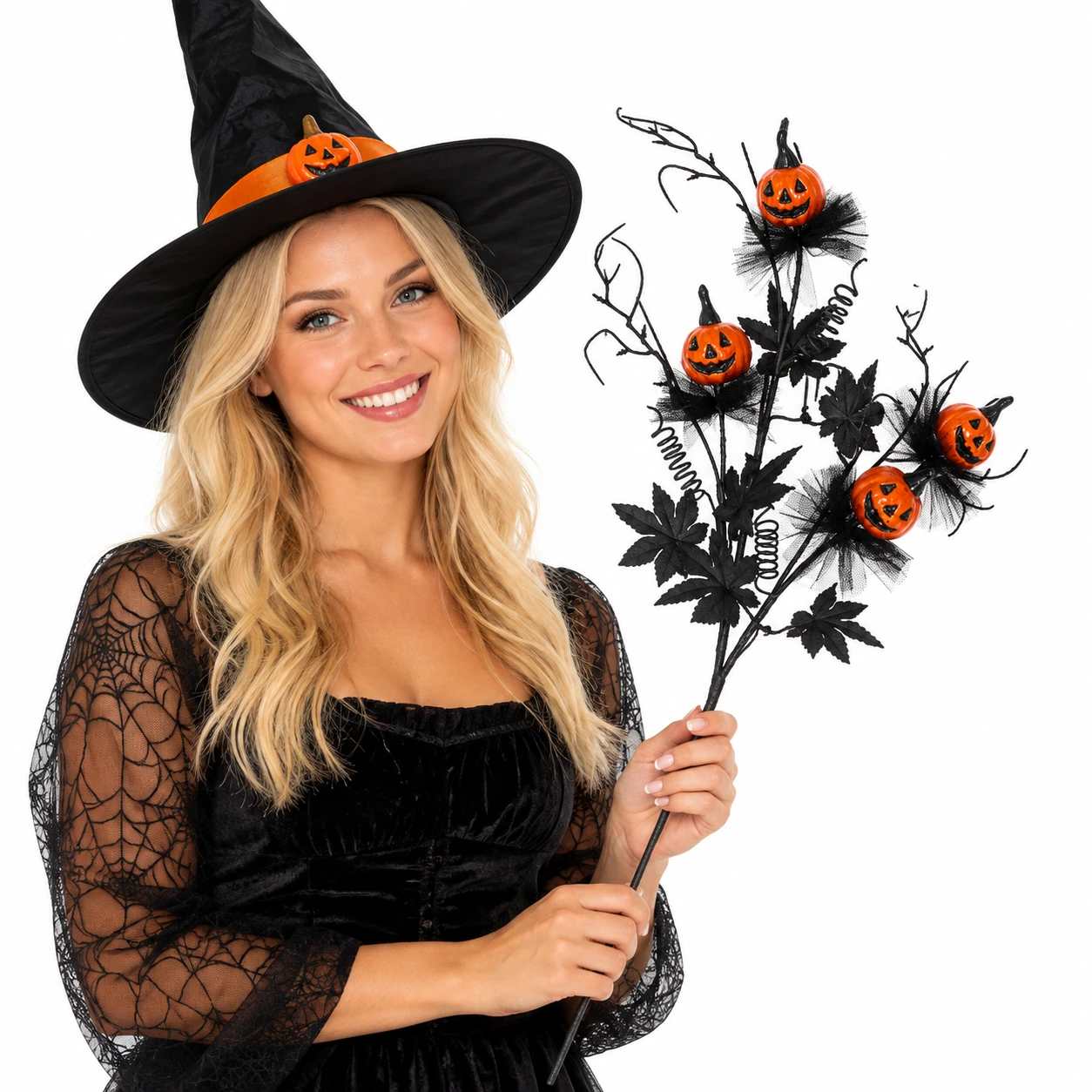 Halloweenkvist för vas och dekoration med pumpor