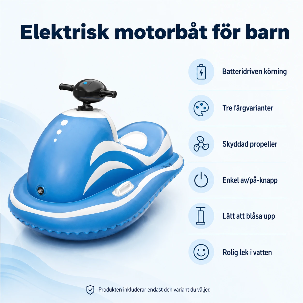 Uppblåsbar elektrisk vattenleksak för pool och lugnt vatten