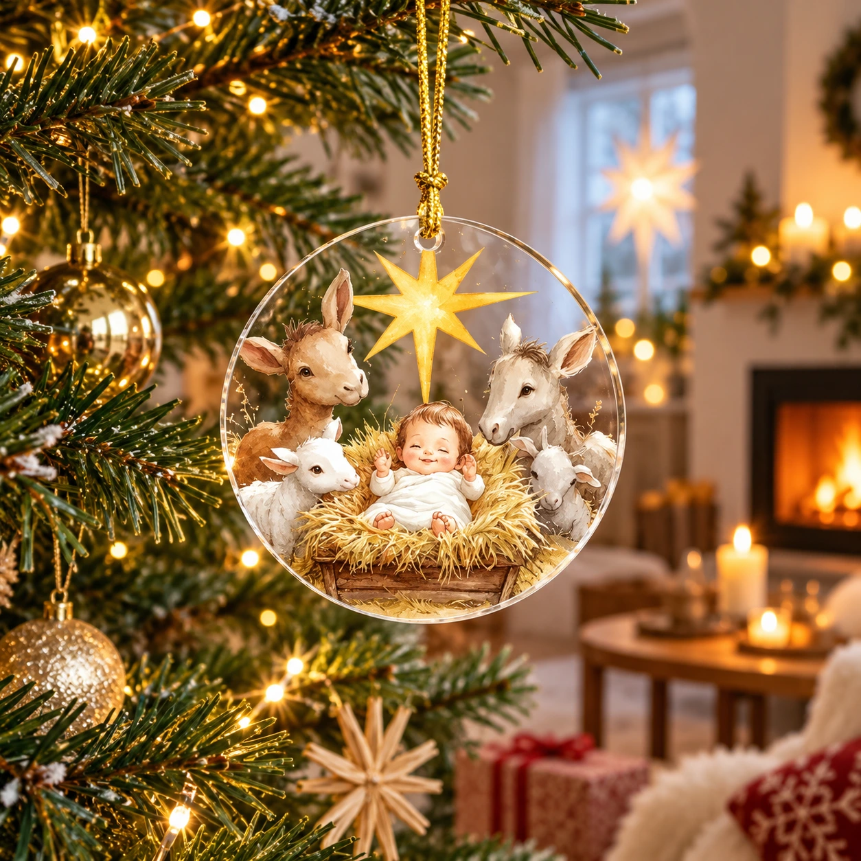 Julgranshänge med julmotiv för gran och hem