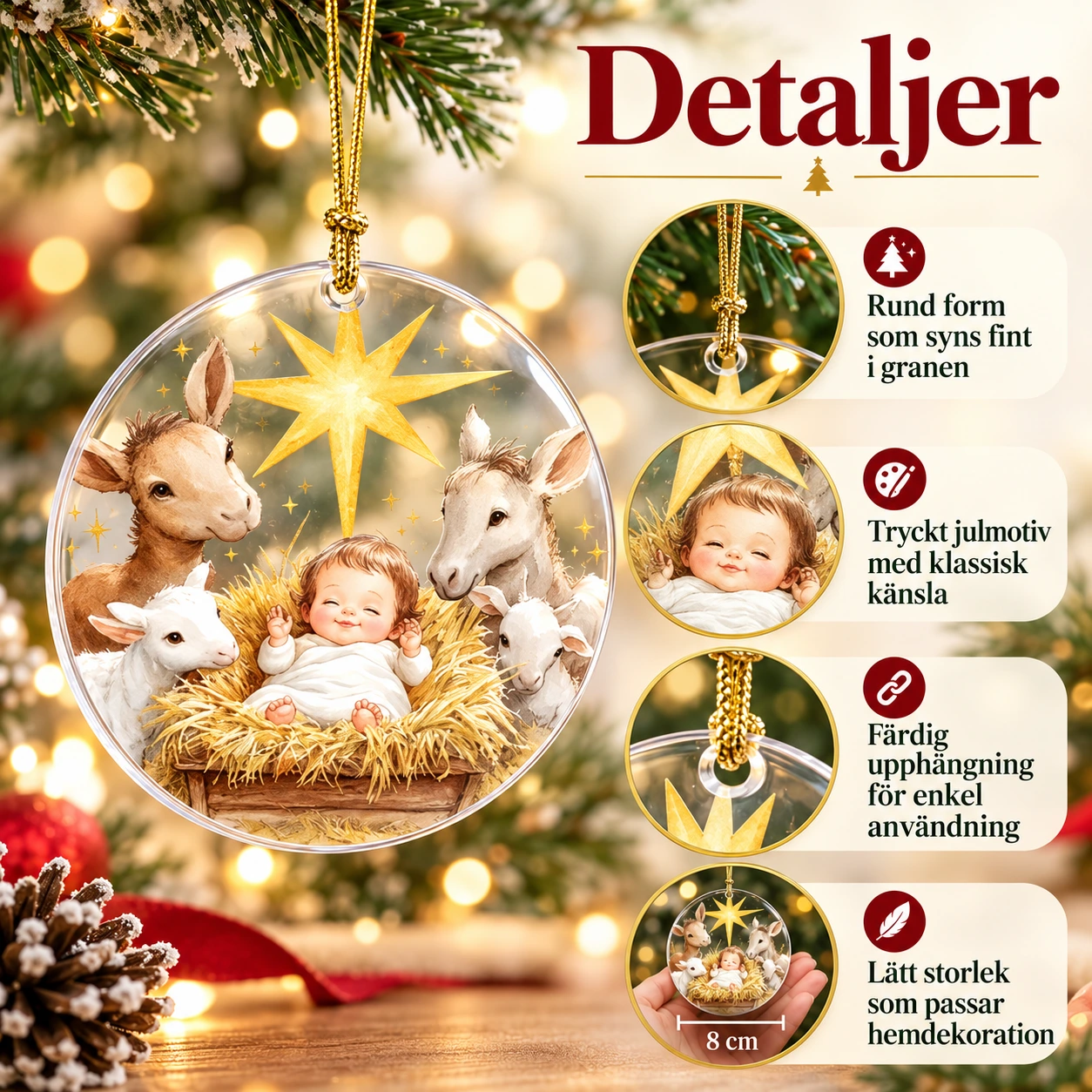 Julgranshänge med julmotiv för gran och hem