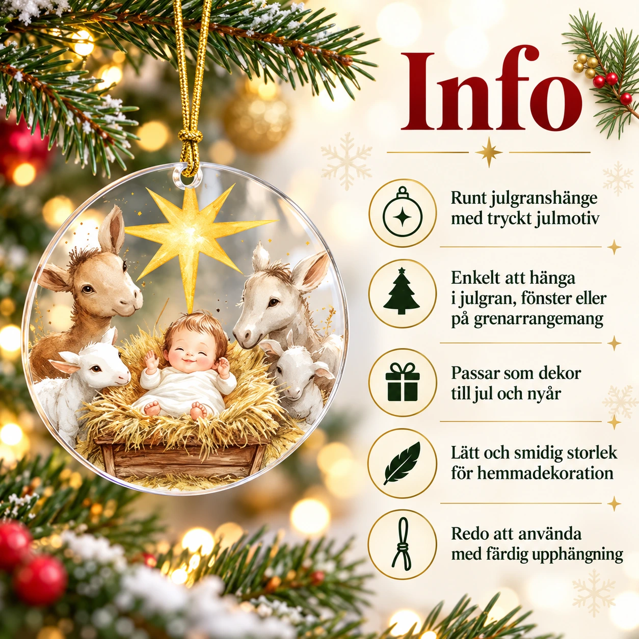 Julgranshänge med julmotiv för gran och hem