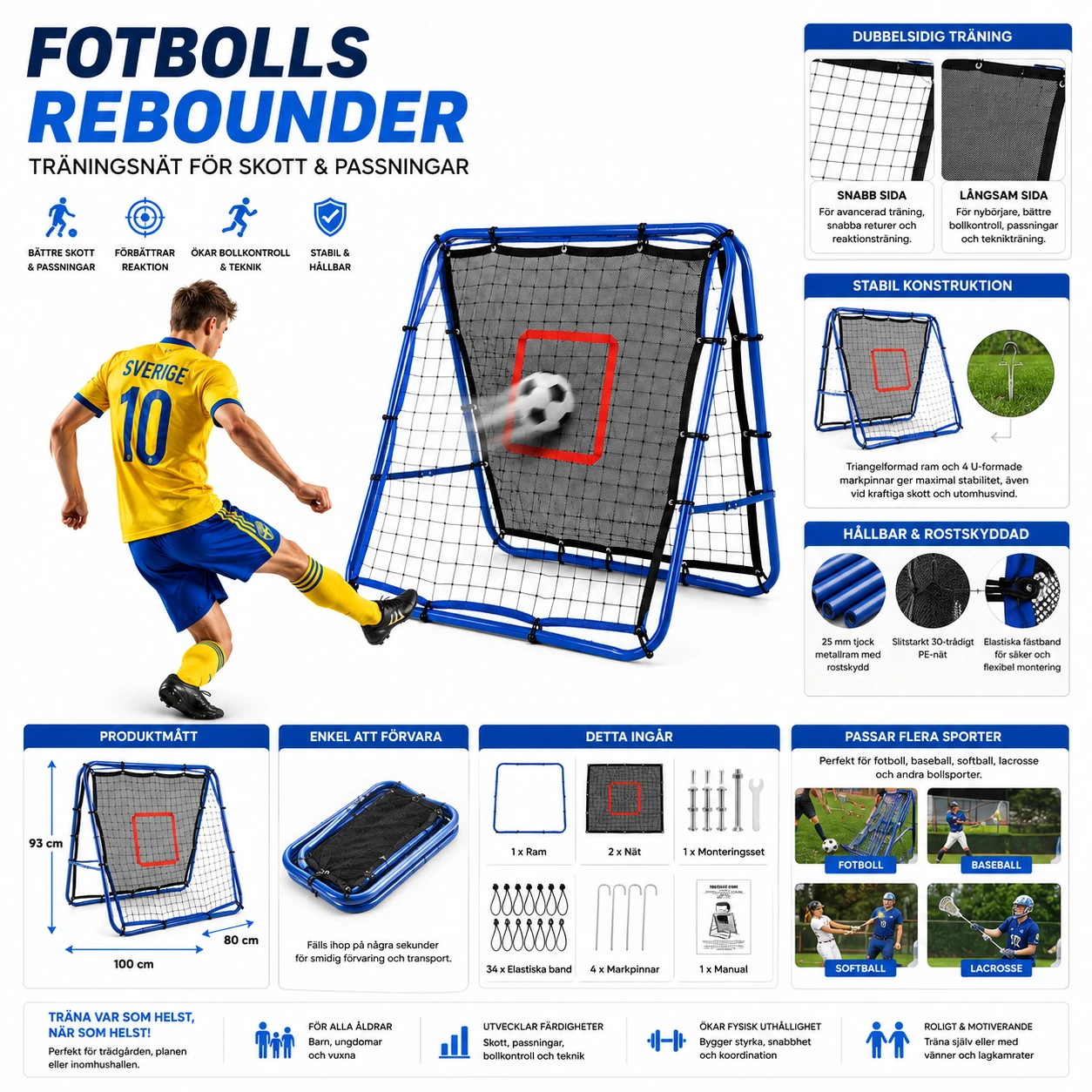 Fotbollsrebounder – Träningsnät för Skott & Passningar