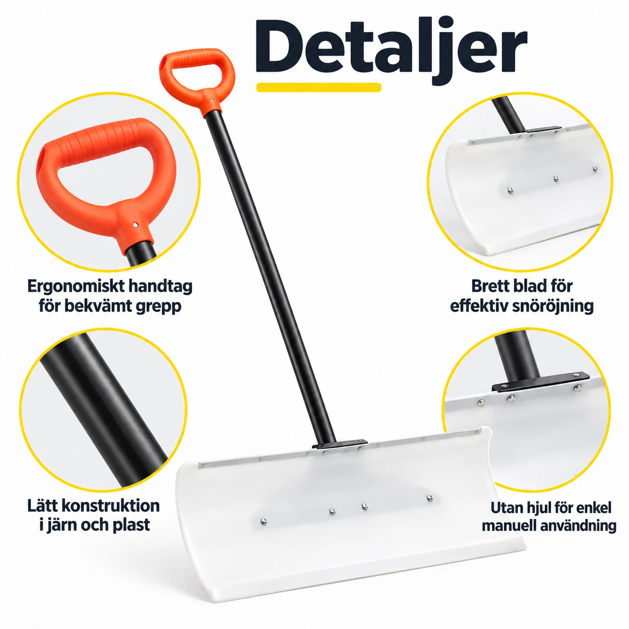 Snöskyffel för gångar och uppfart, 76 cm blad