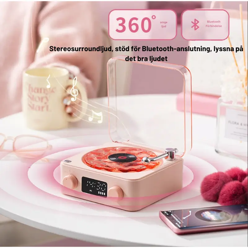 Vinyl Retro Bluetooth Högtalare med RGB 4