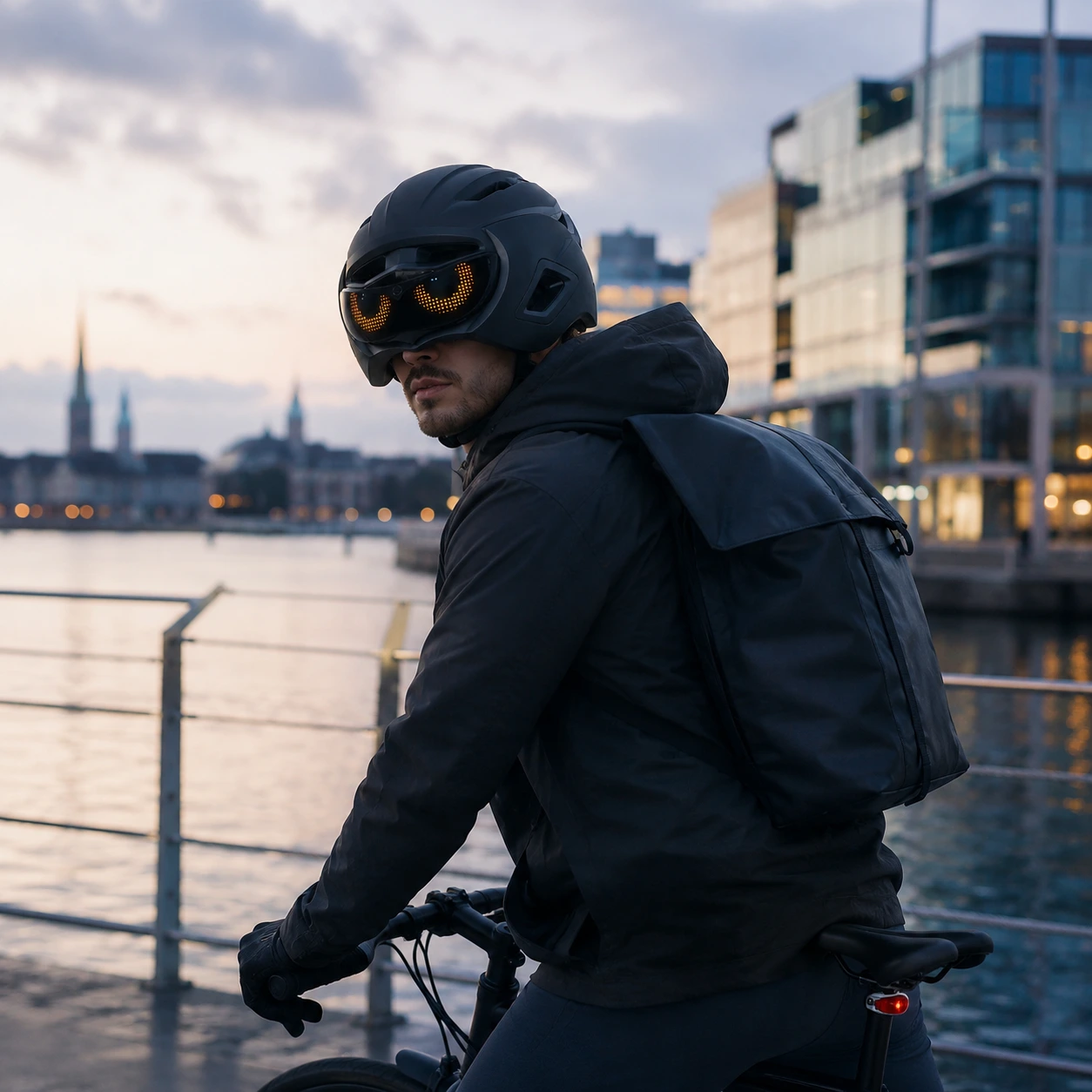 Cykelhjälm med LED-display för landsväg och mountainbike
