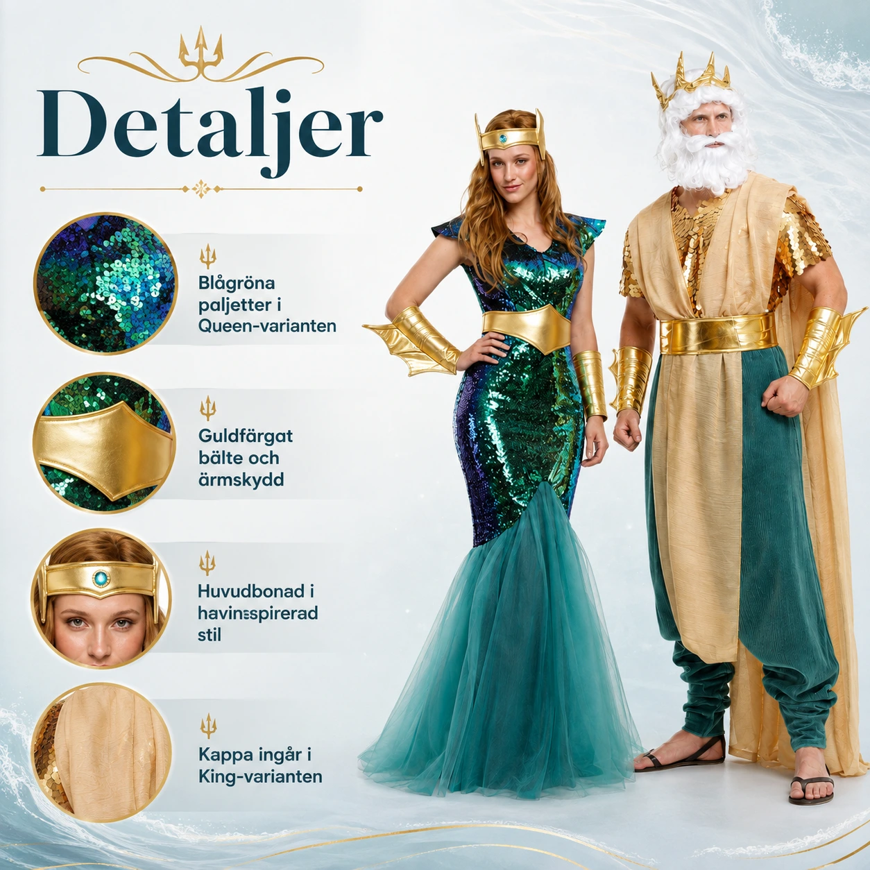 Poseidon maskeraddräkt för vuxna