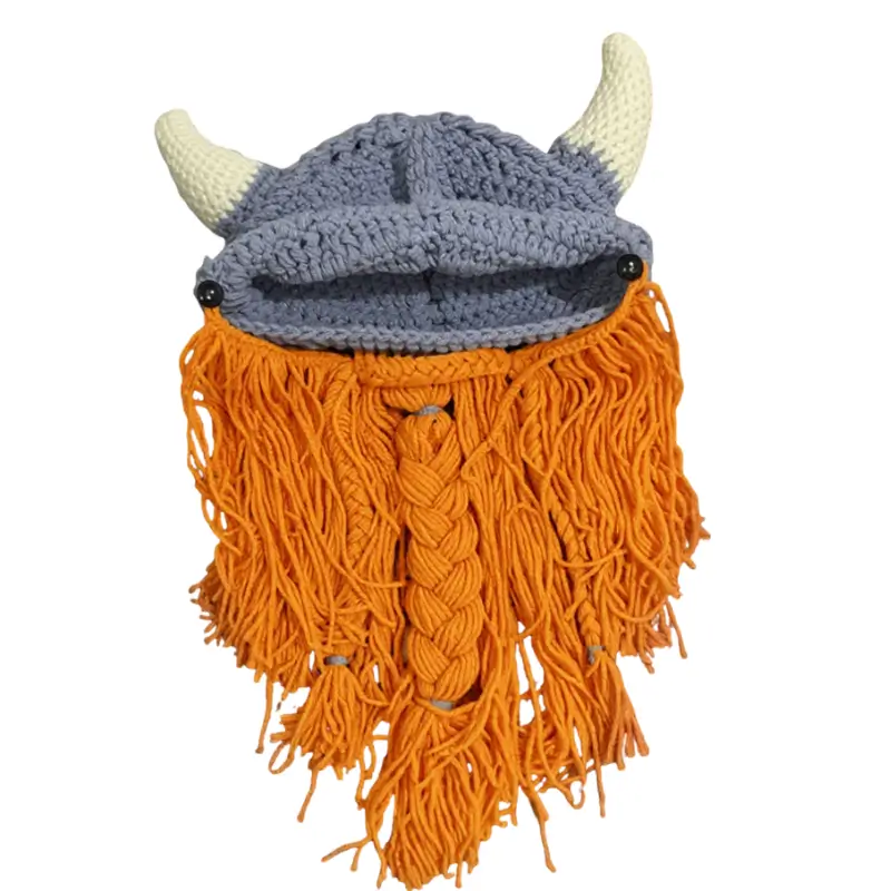 Vikinghatt med Skägg – Stickad Mössa för Vinter 4