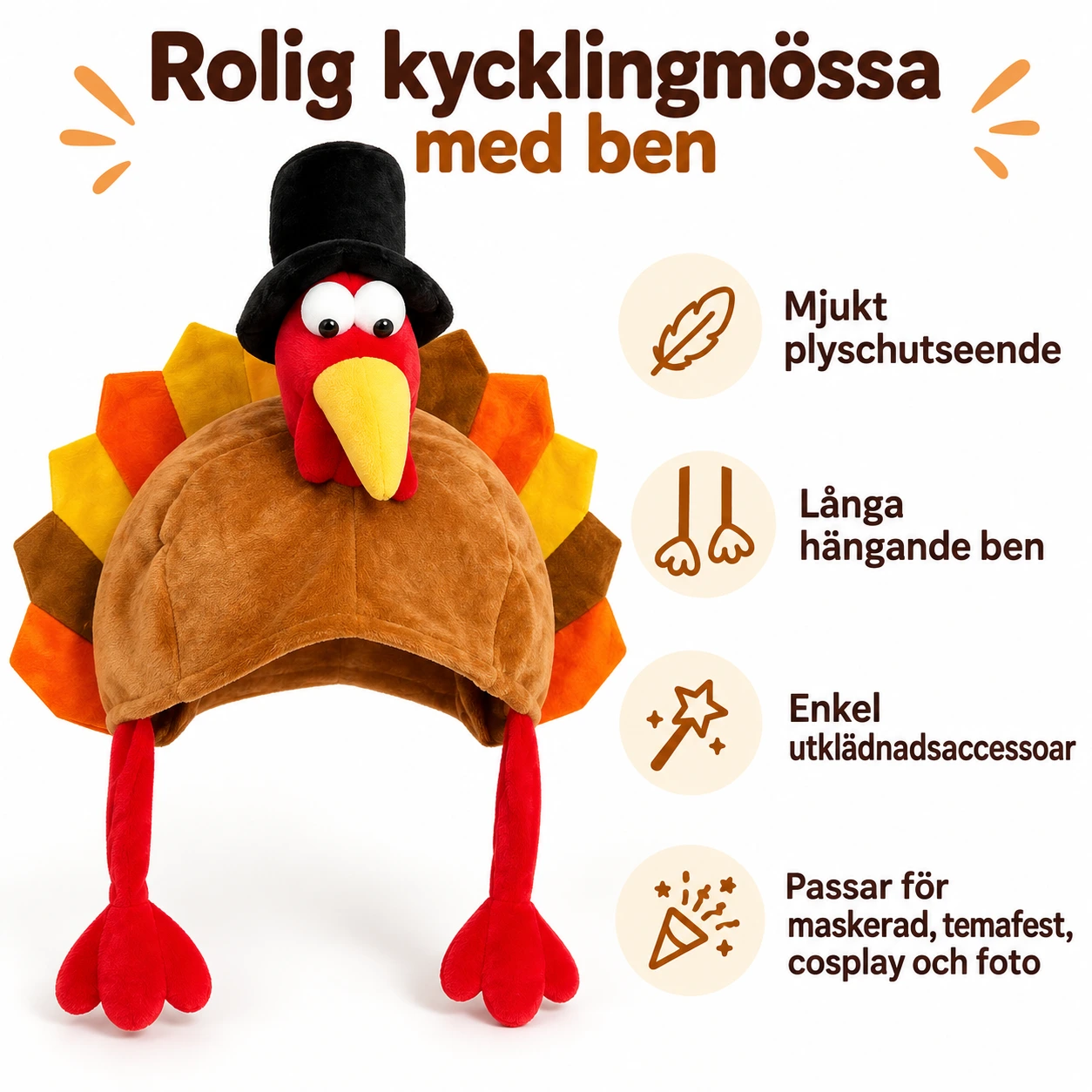 Rolig Kalkon Mjuk Mössa med Cylinderhatt