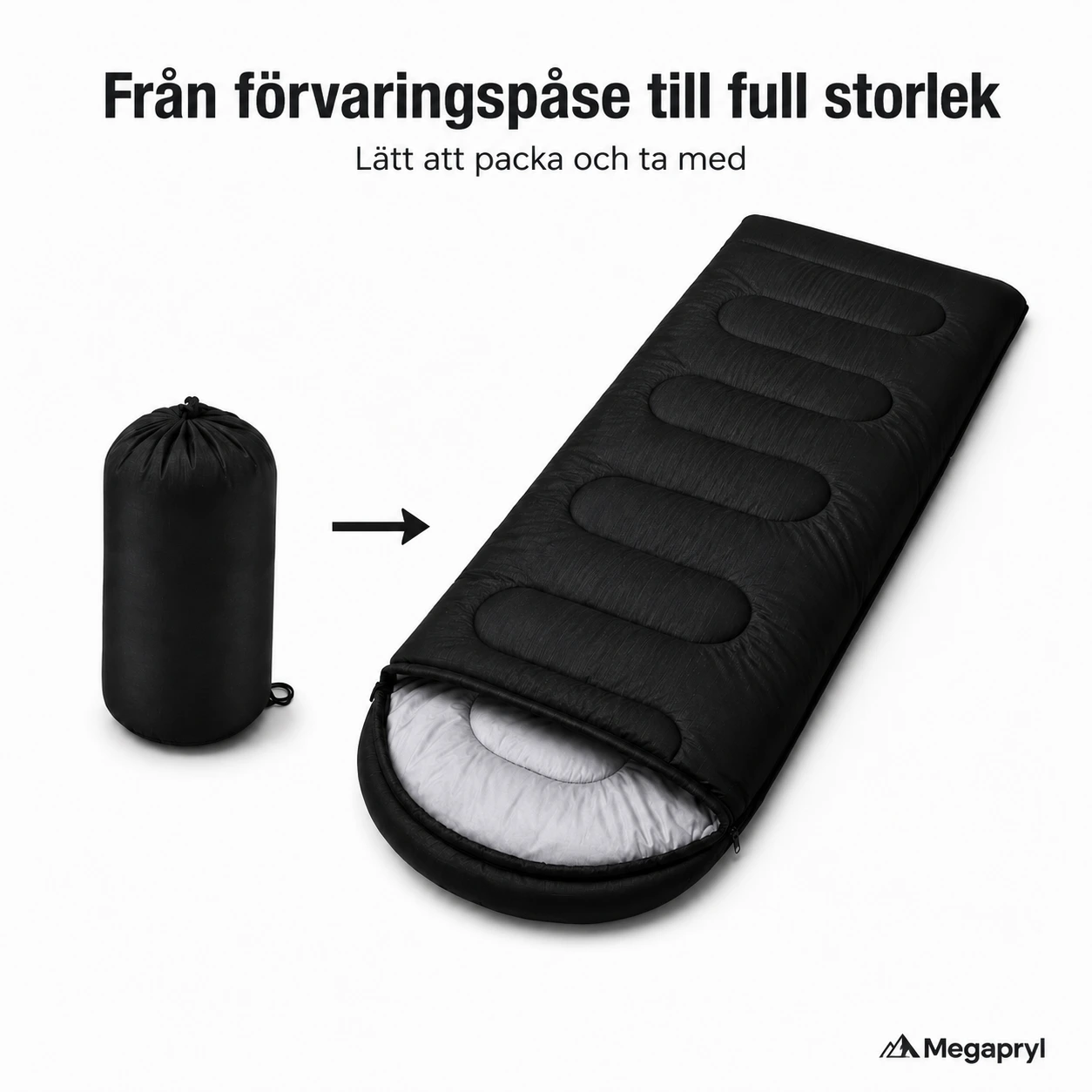Sovsäck med Förvaringspåse för Camping – Svart