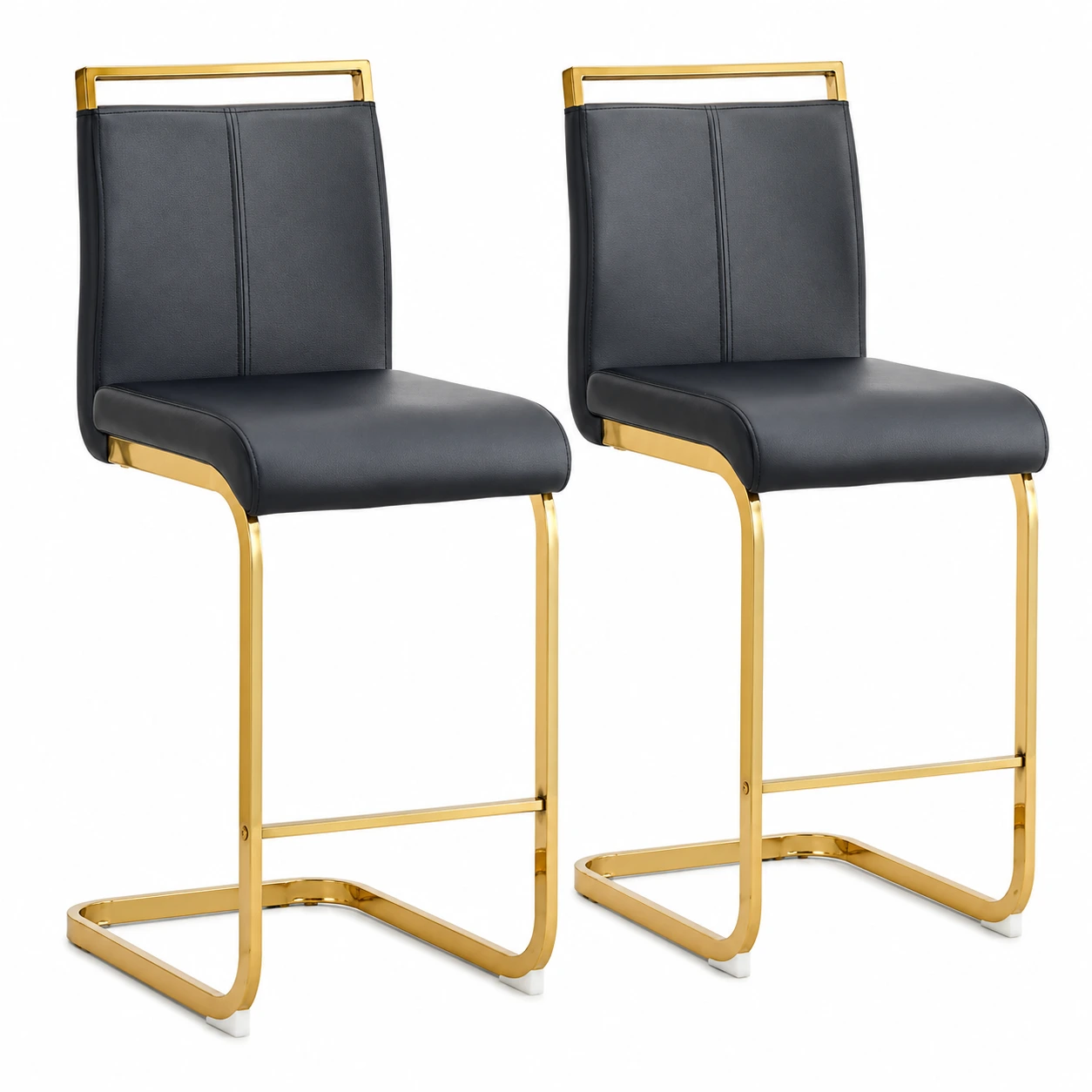 Barstolar 2-Pack Svarta med Guldben – Nordisk Stil
