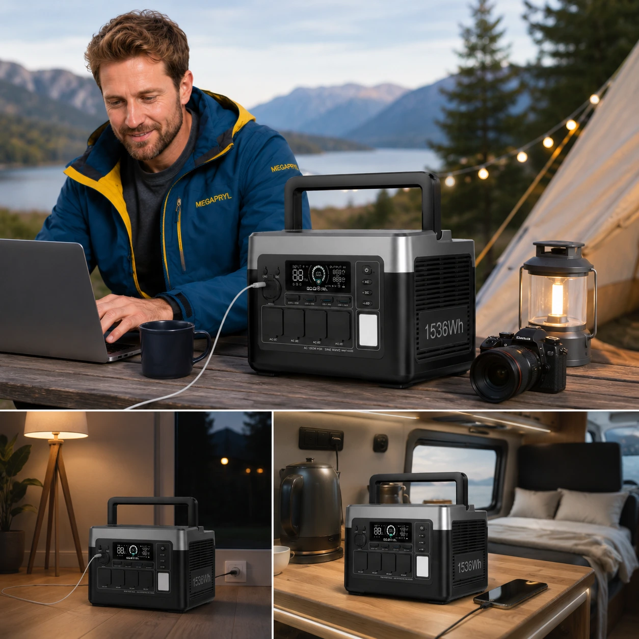 Kraftstation 1800W 1536Wh med Snabbladdning och UPS