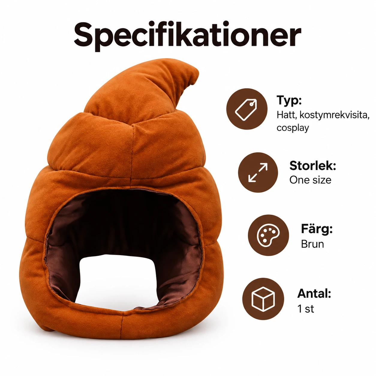 Brun Bajsmössa i Mjuk Plush