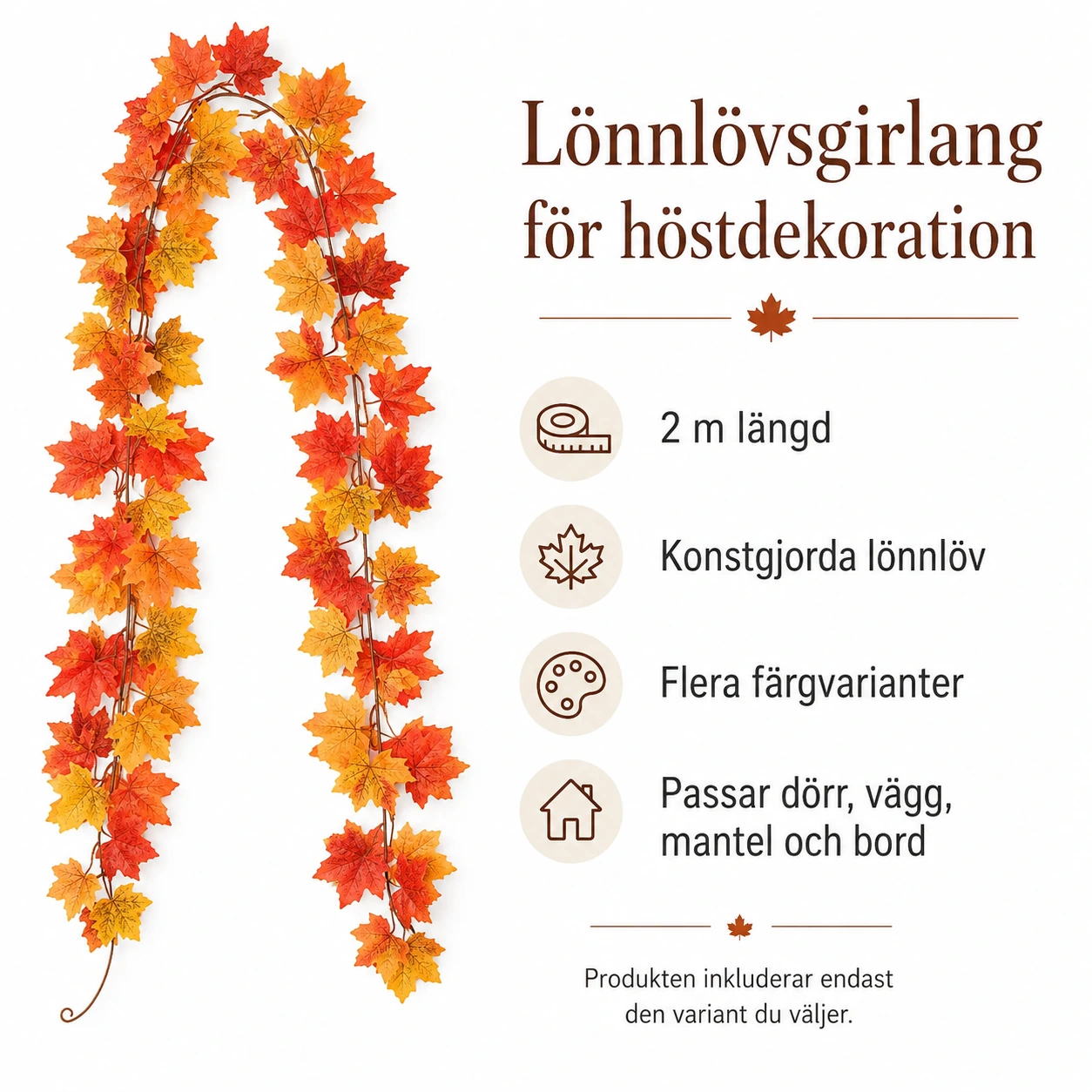 Lönnlövsgirlang för höstdekoration 2 m