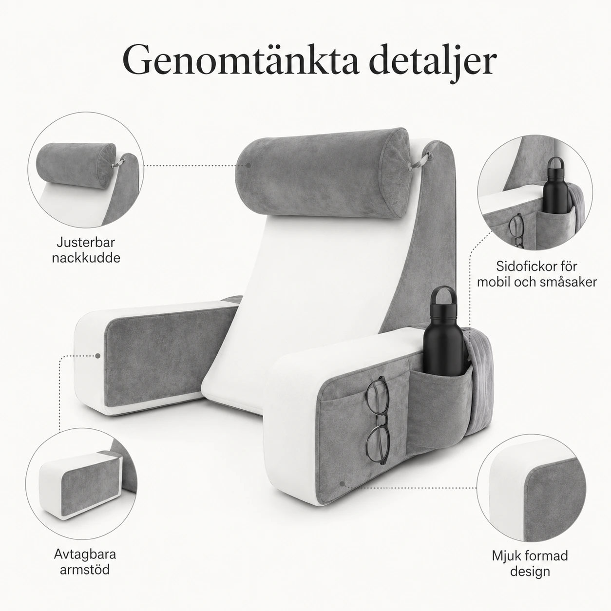 Läskudde med Armstöd och Nackkudde