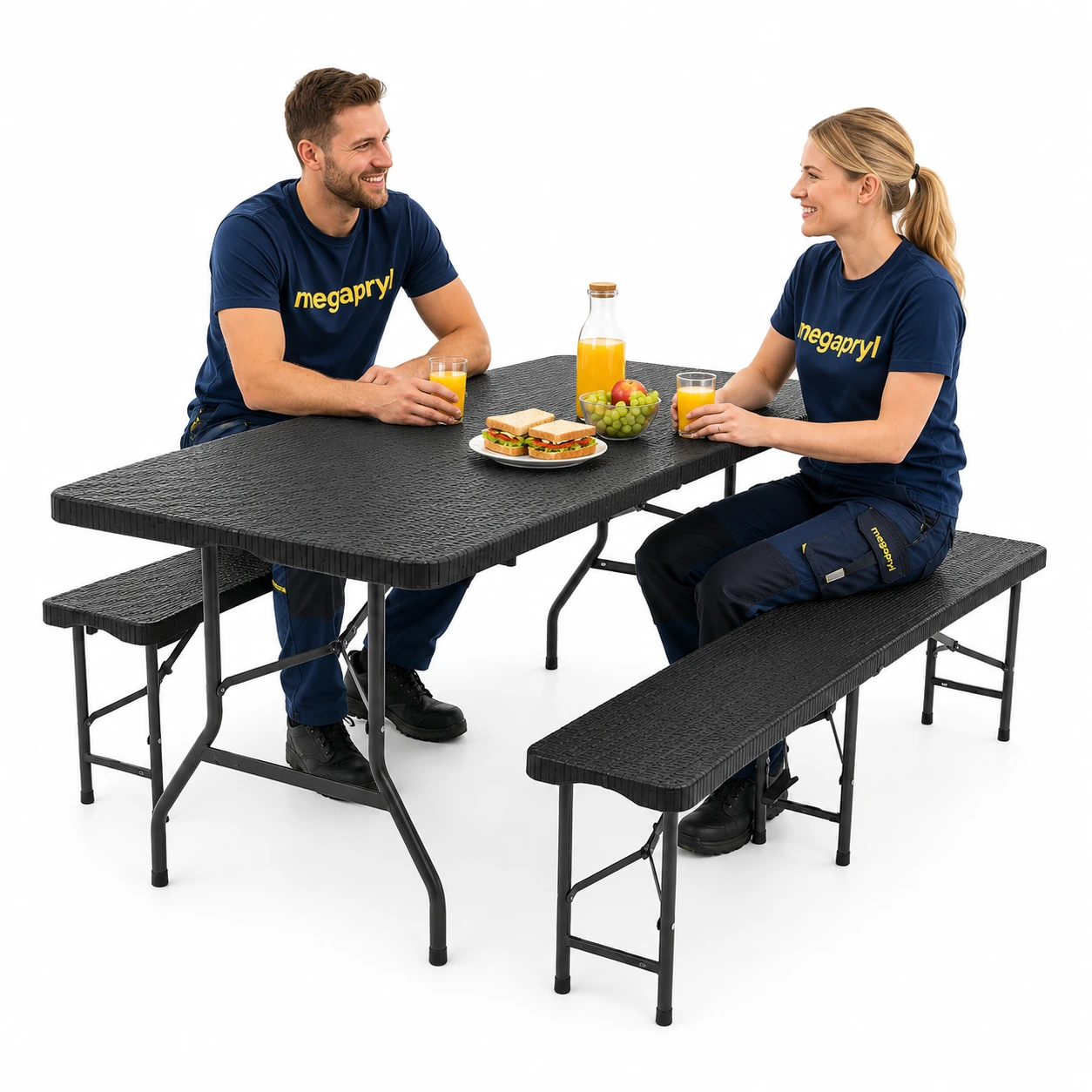 Hopfällbart Picknickbord med 2 Bänkar 180 cm