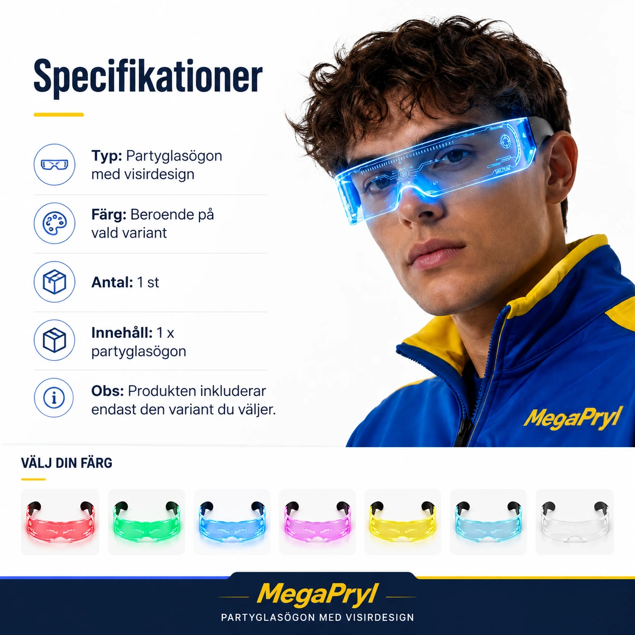 LED-visirglasögon för fest och maskerad