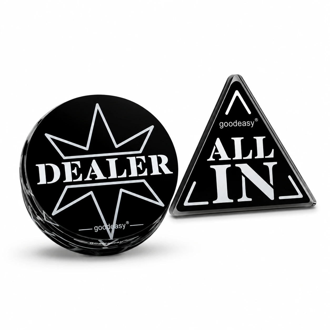Pokerknappar för dealer och all in