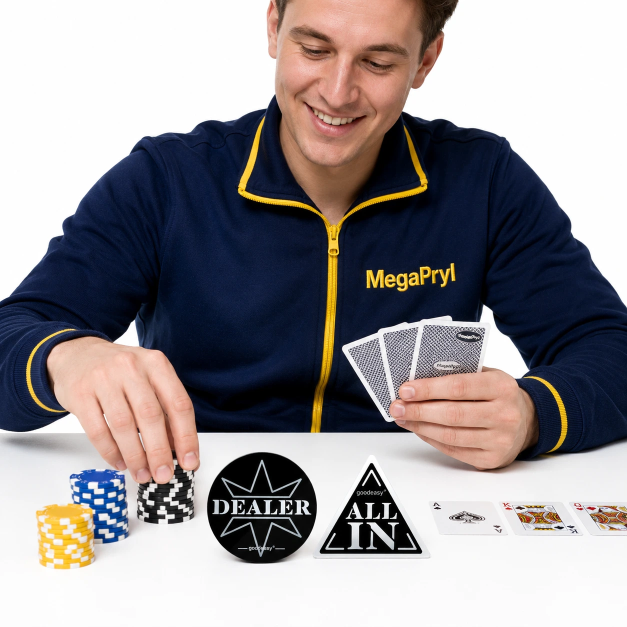 Pokerknappar för dealer och all in