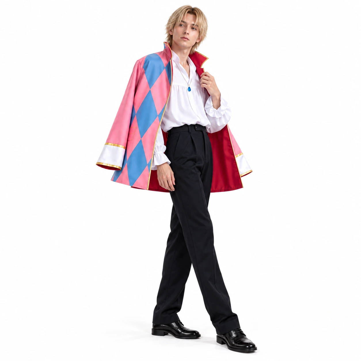Howl-henkinen cosplayasu värikkäällä viitalla