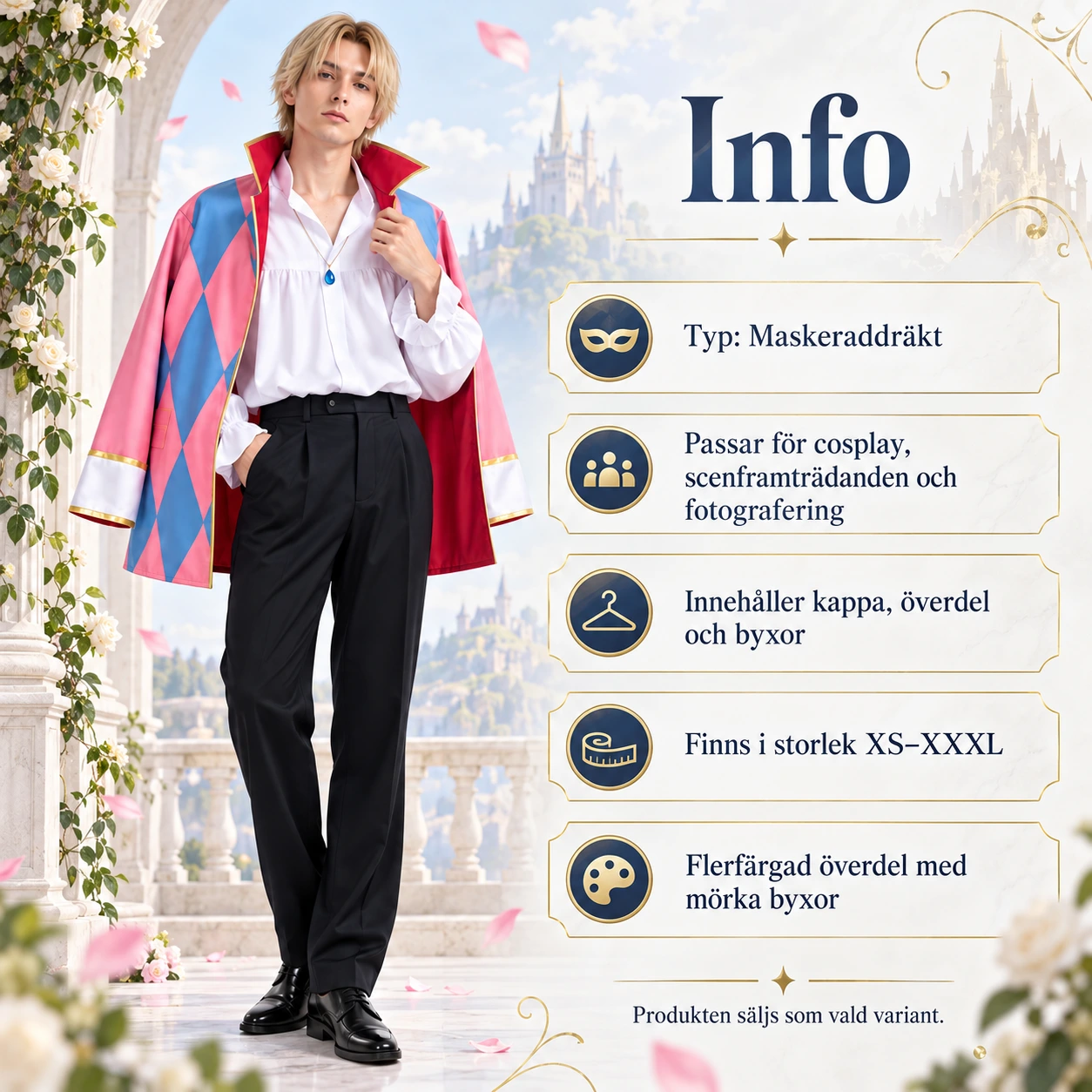 Howl-henkinen cosplayasu värikkäällä viitalla