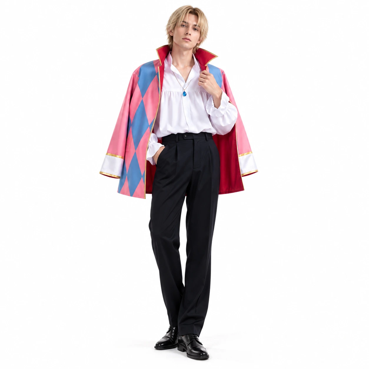 Howl-henkinen cosplayasu värikkäällä viitalla