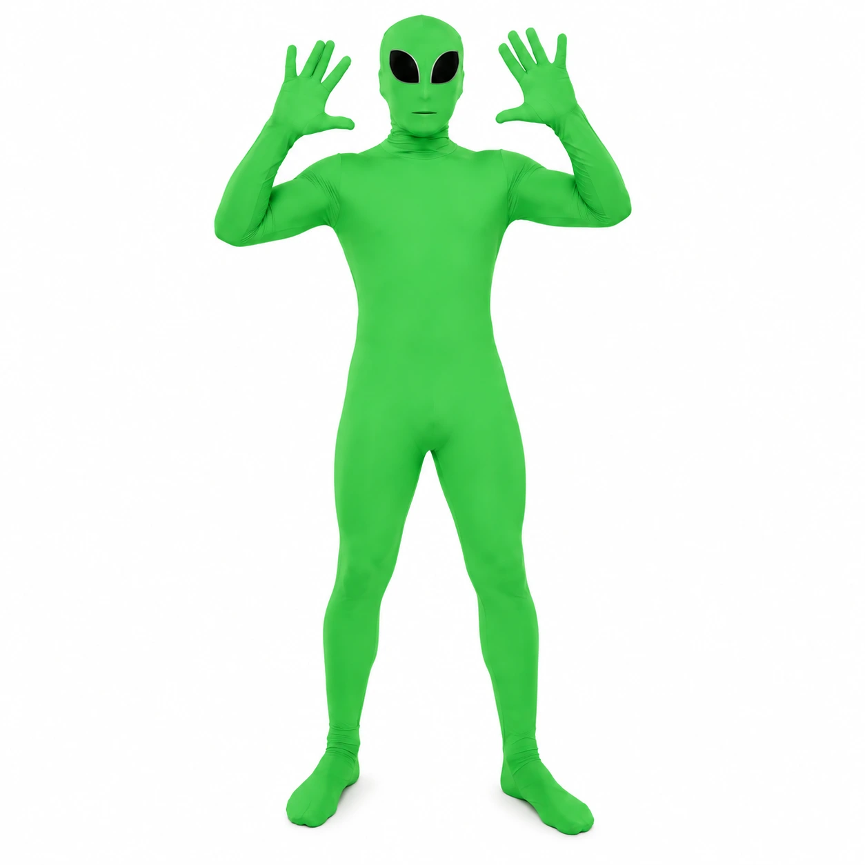 Maskeraddräkt alien med huva och svarta ögon