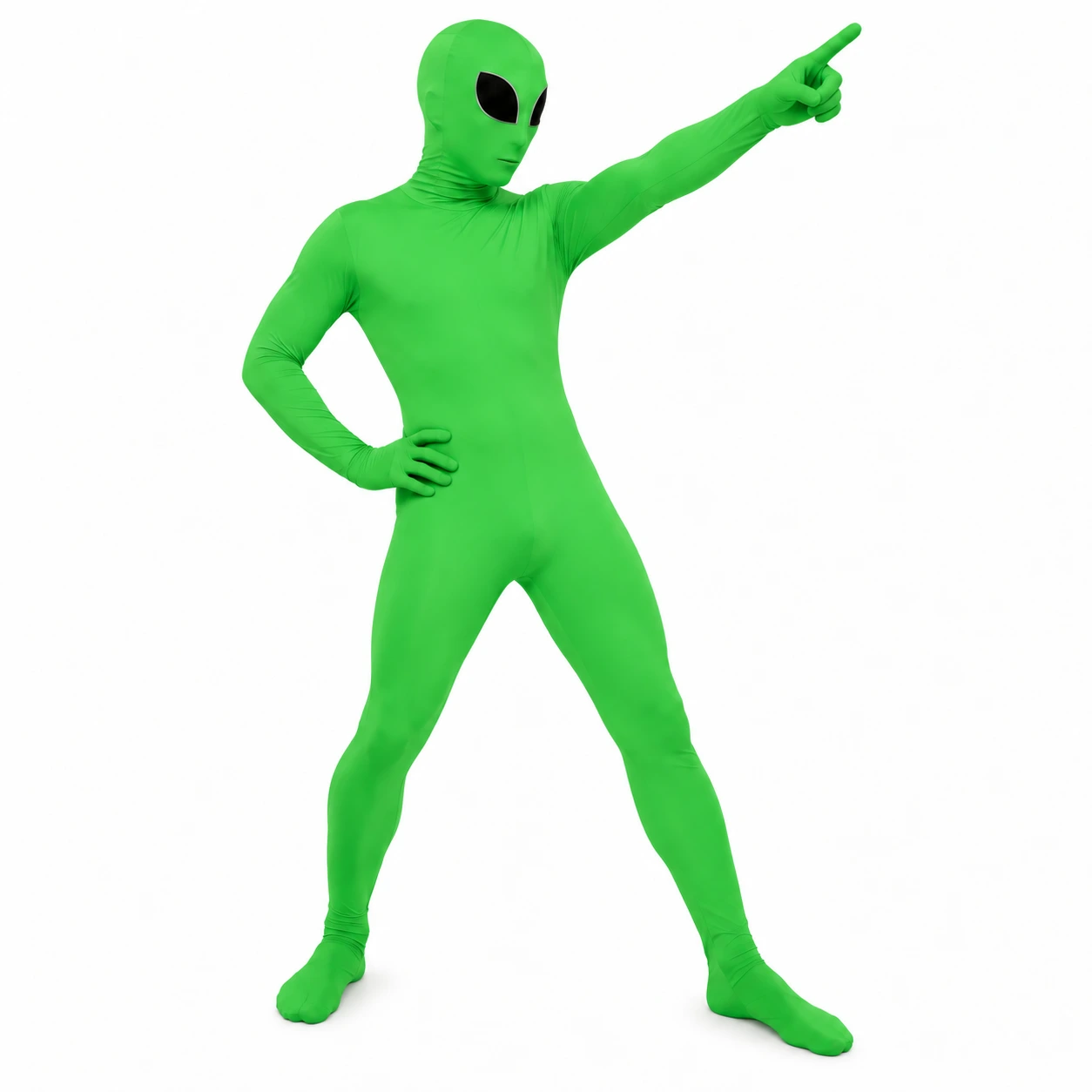 Maskeraddräkt alien med huva och svarta ögon