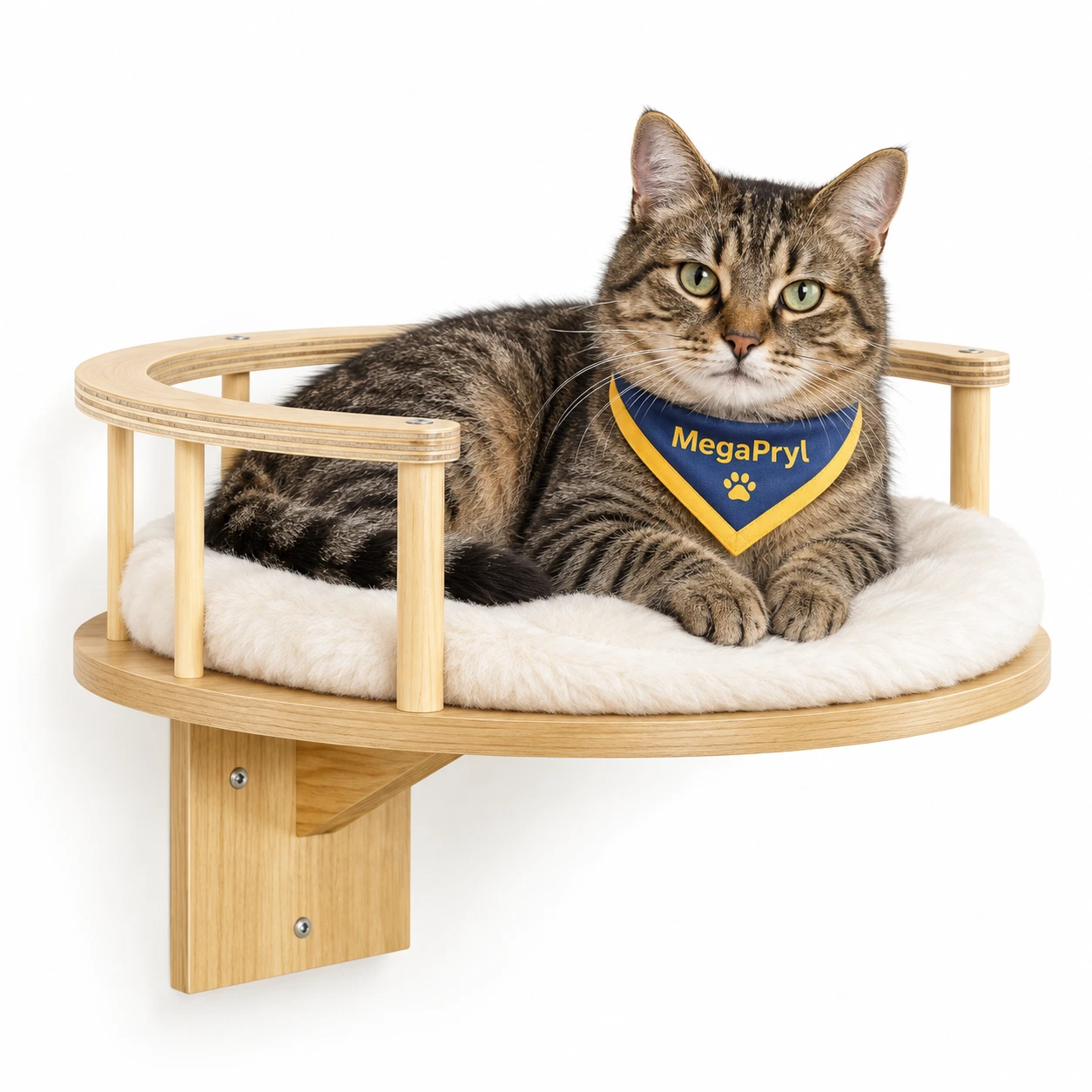 Vägghängd kattbädd med kudde för väggmontering
