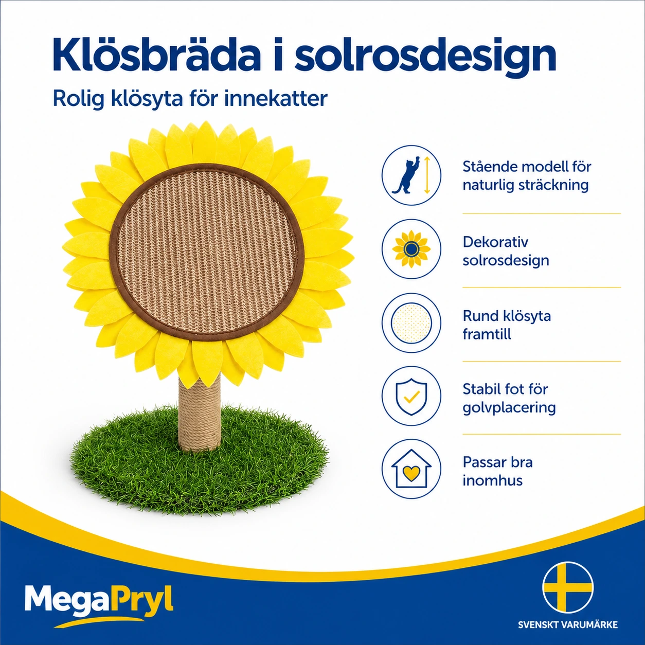Klösbräda för katt i solrosdesign