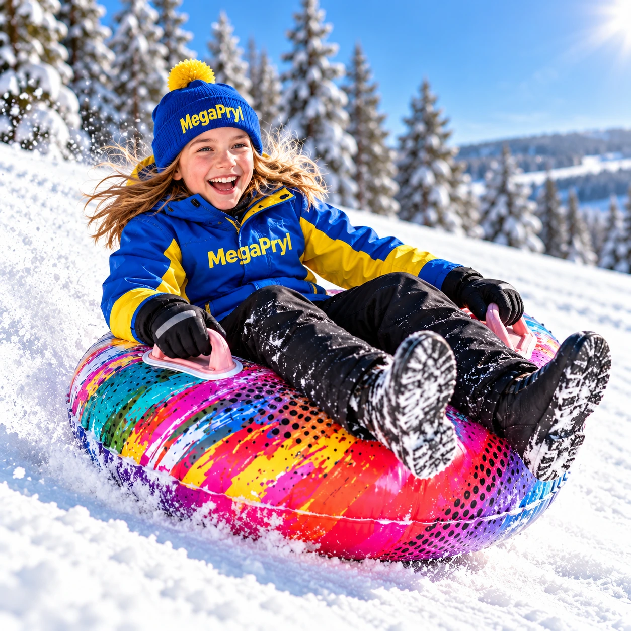 Uppblåsbar snow tube för snölek flerfärgad 84 cm