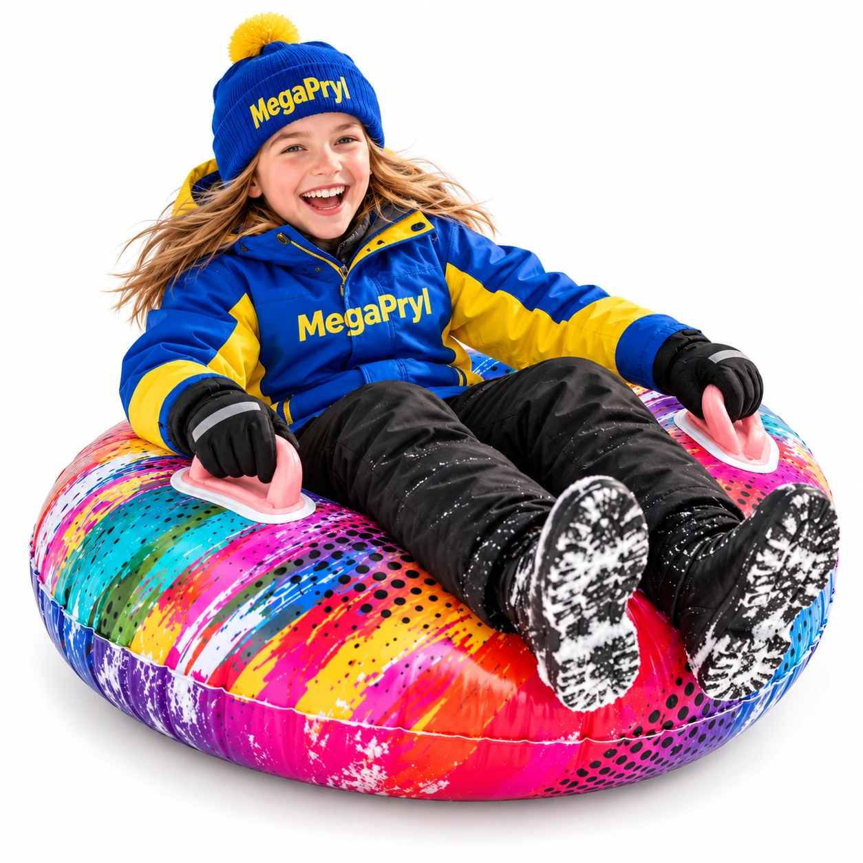 Uppblåsbar snow tube för snölek flerfärgad 84 cm