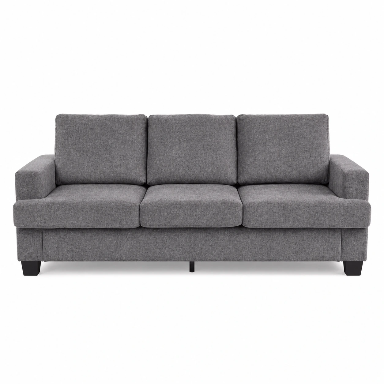 Soffa 3-Sits i Chenille Grå med Tjocka Dynor