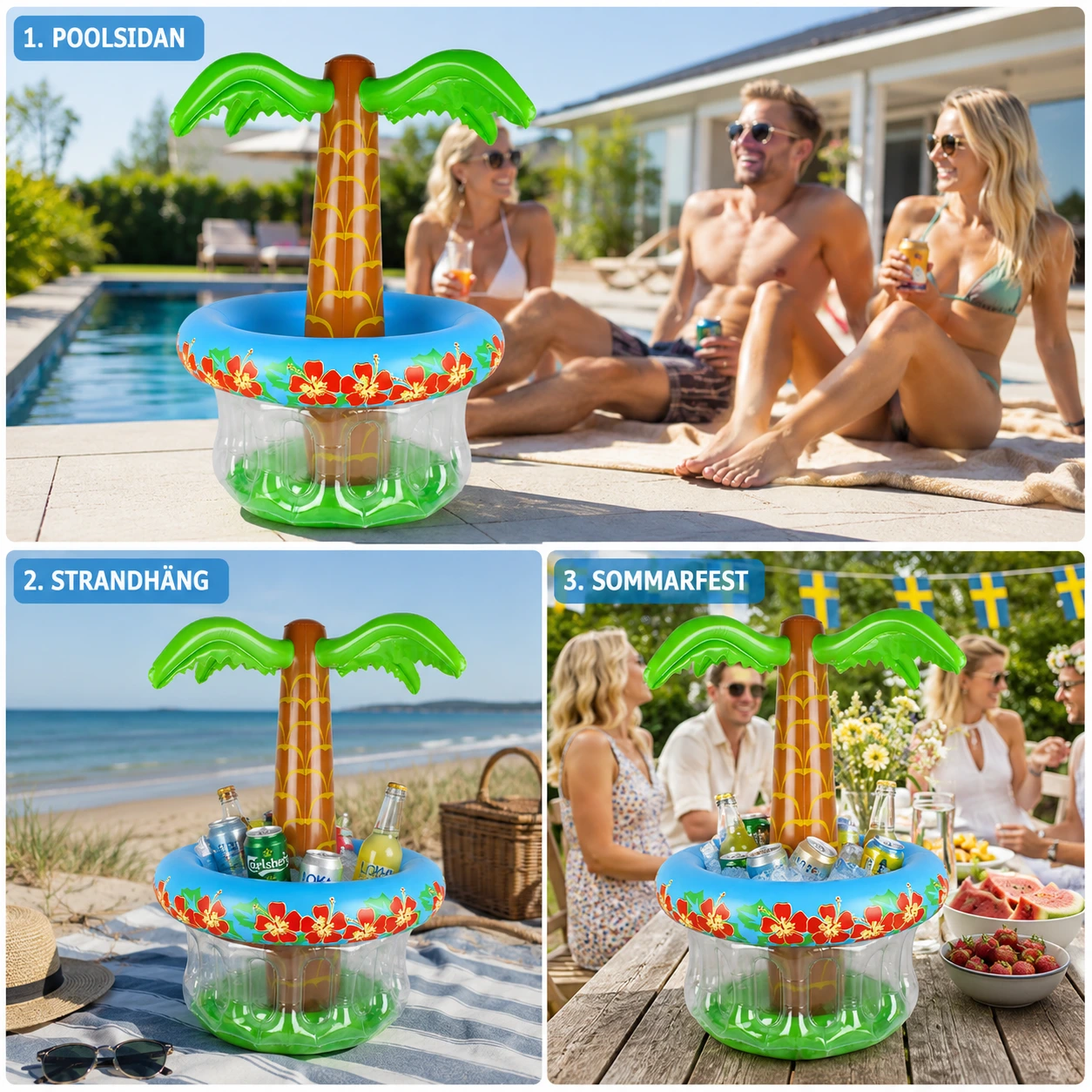 Dryckeskylare Uppblåsbar Palm – Isbalja för Pool & Strand