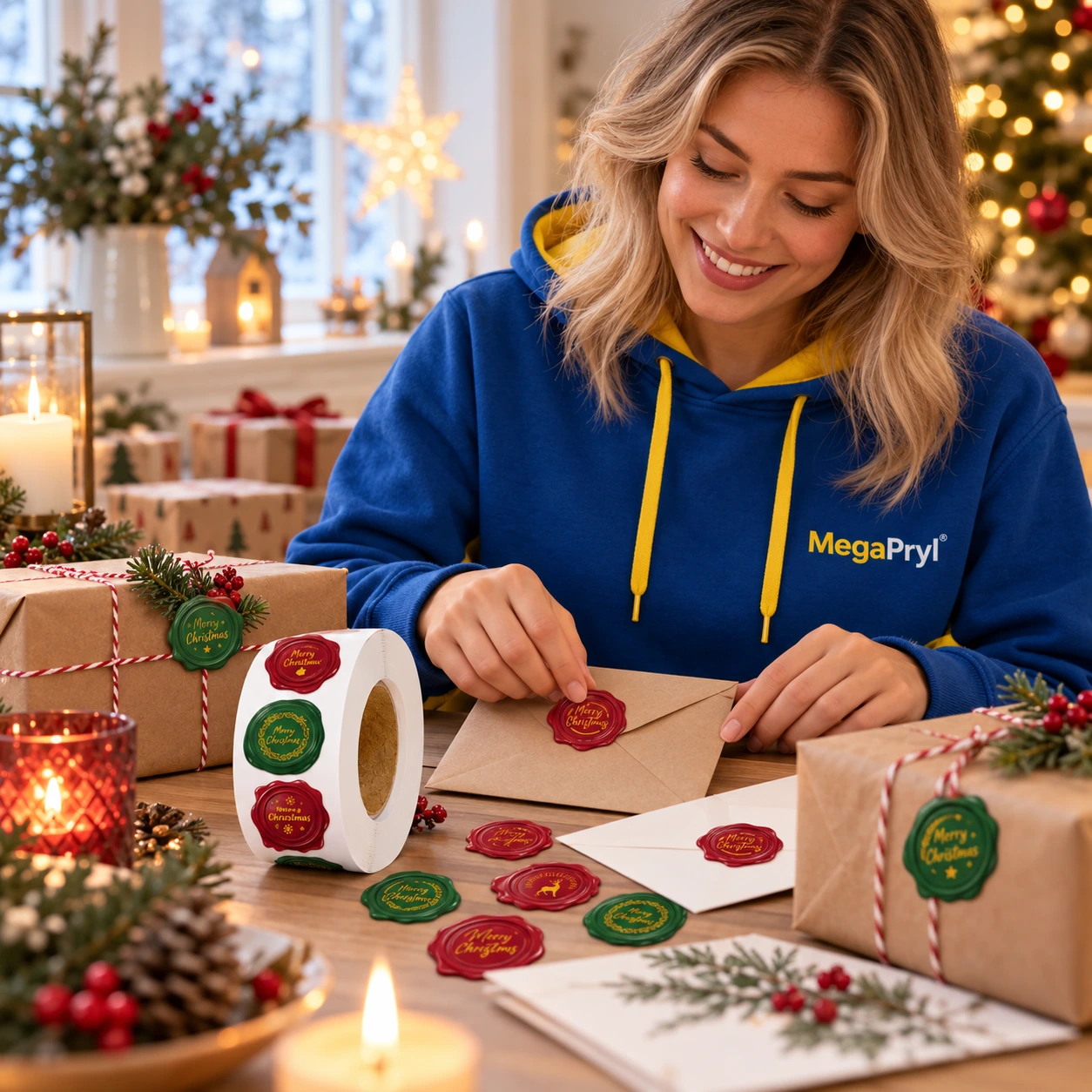 Julklistermärken för kuvert och paket, 500-pack