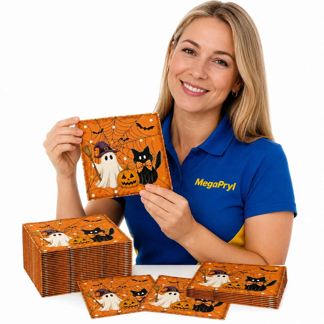 Halloweenservetter med spöke och pumpa 60-pack
