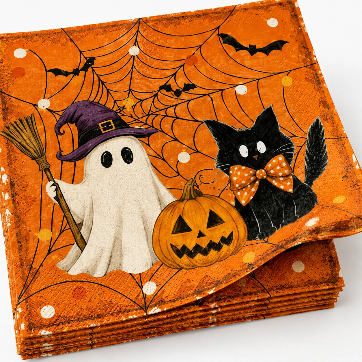 Halloweenservetter med spöke och pumpa 60-pack