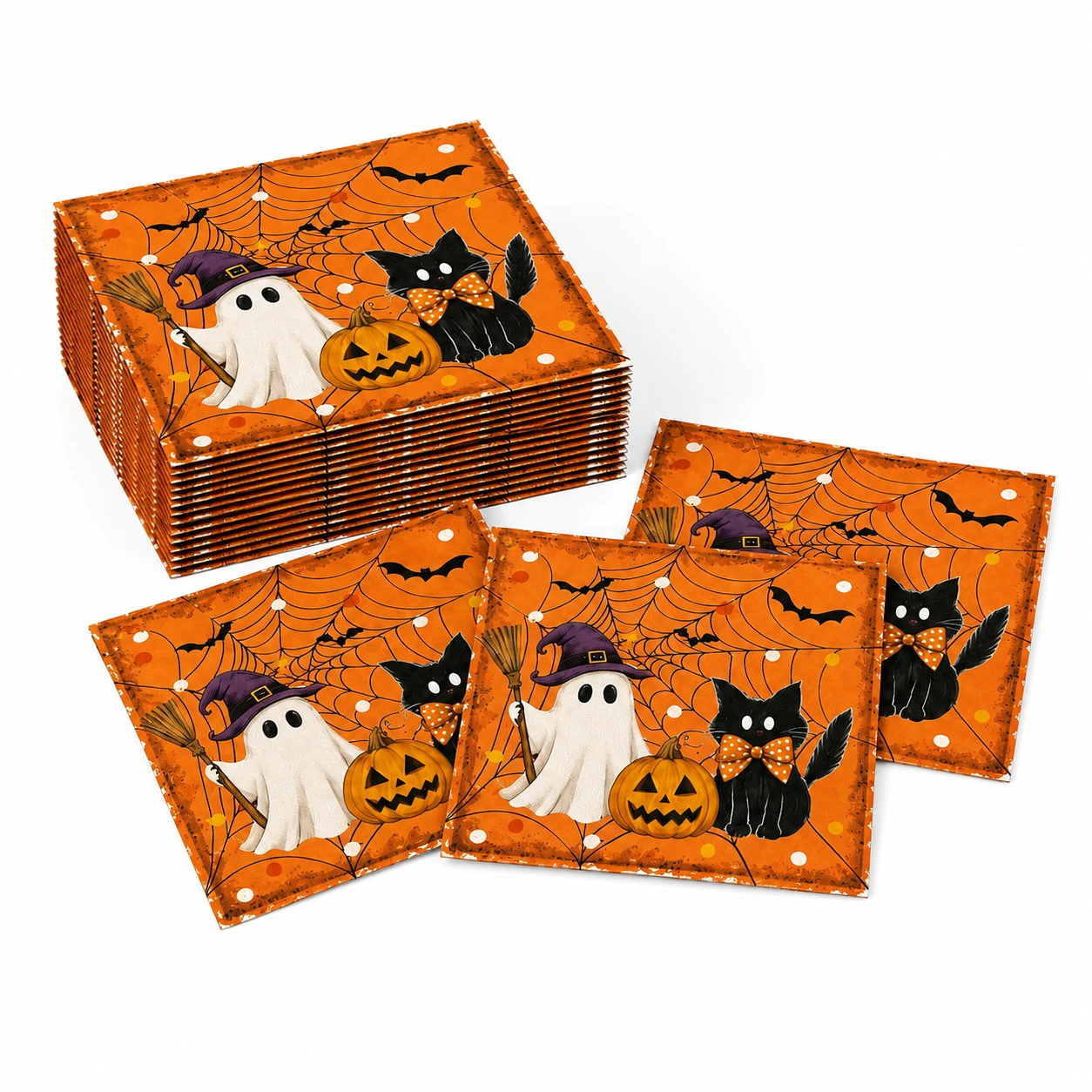 Halloweenservetter med spöke och pumpa 60-pack