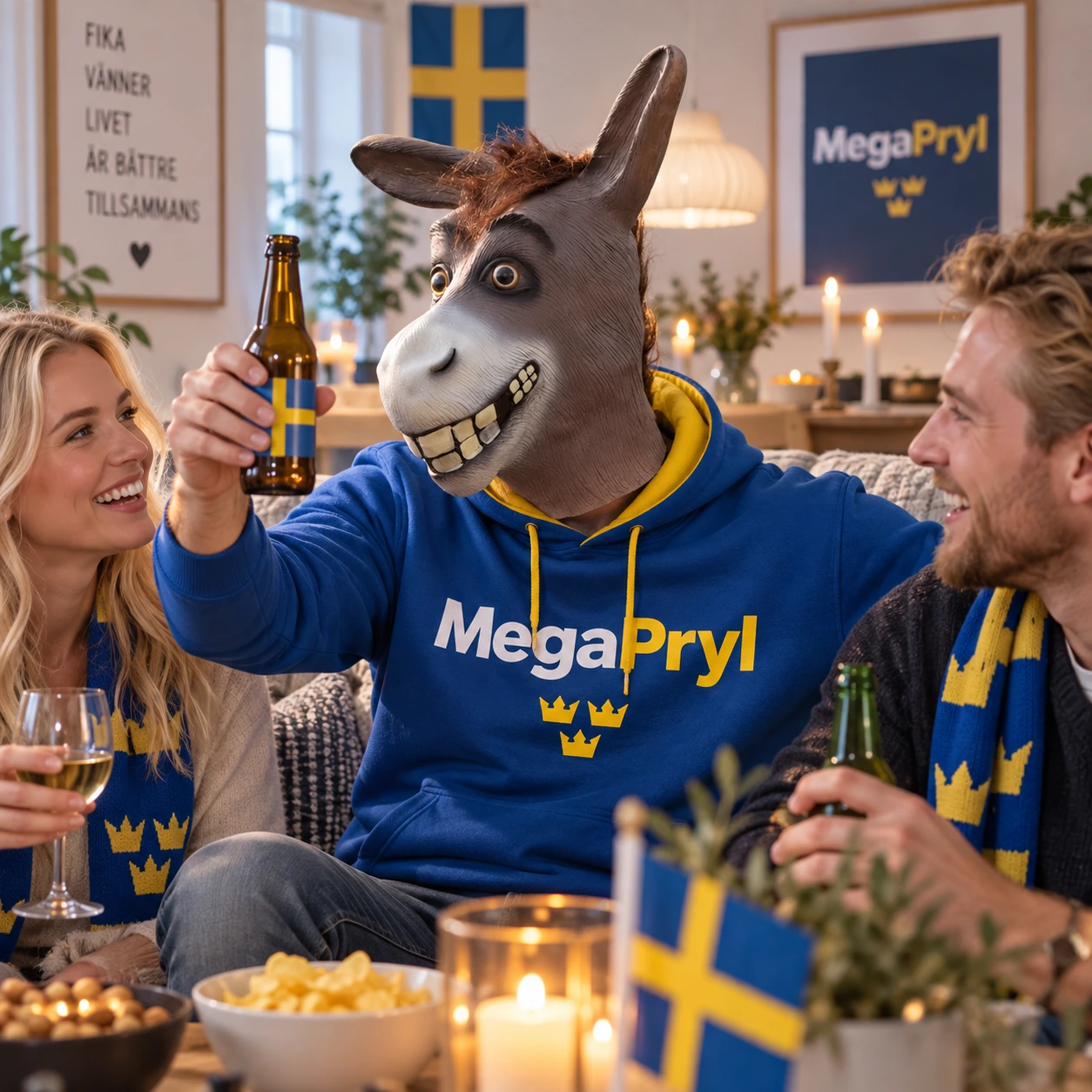 Grå Åsnan Latexmask med Leende