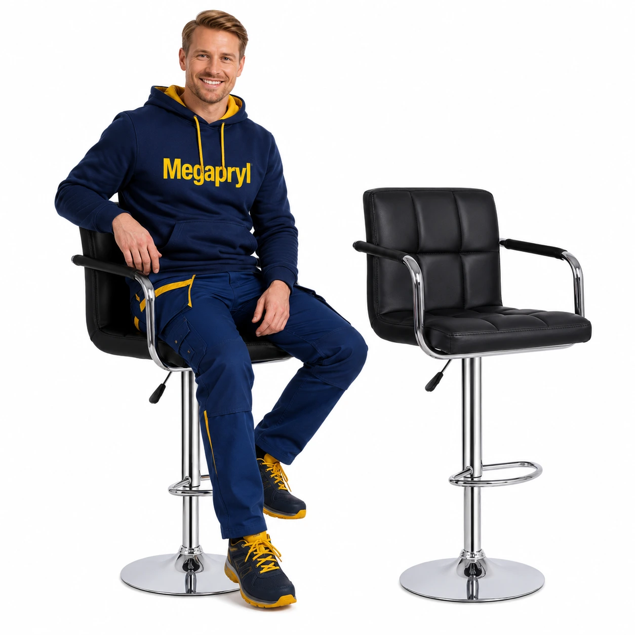 Barstolar 2-Pack med Armstöd – Snurrbara & Höjbara