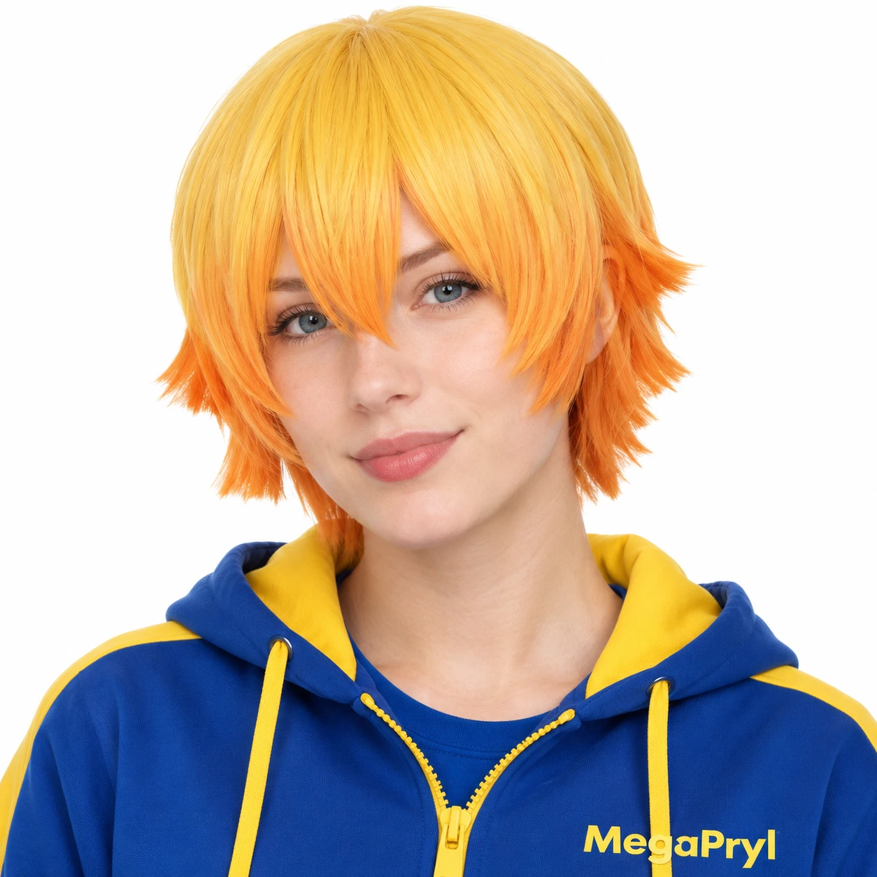 Gul och Orange Gradient Anime Cosplay Peruk