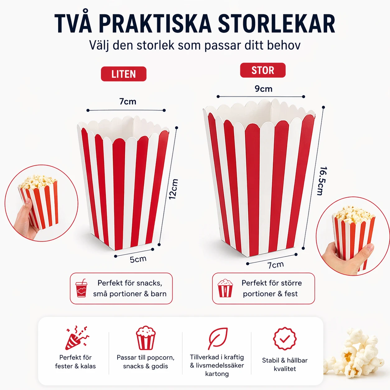 Randiga Popcornboxar – Klassisk Design för Fest & Kalas