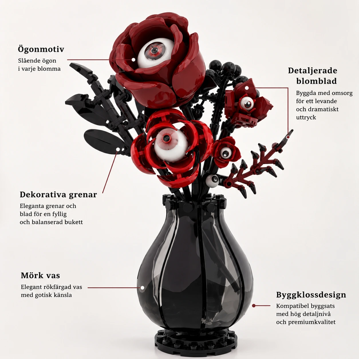 Byggsats med gotisk ögonblomma i vas, 240 delar