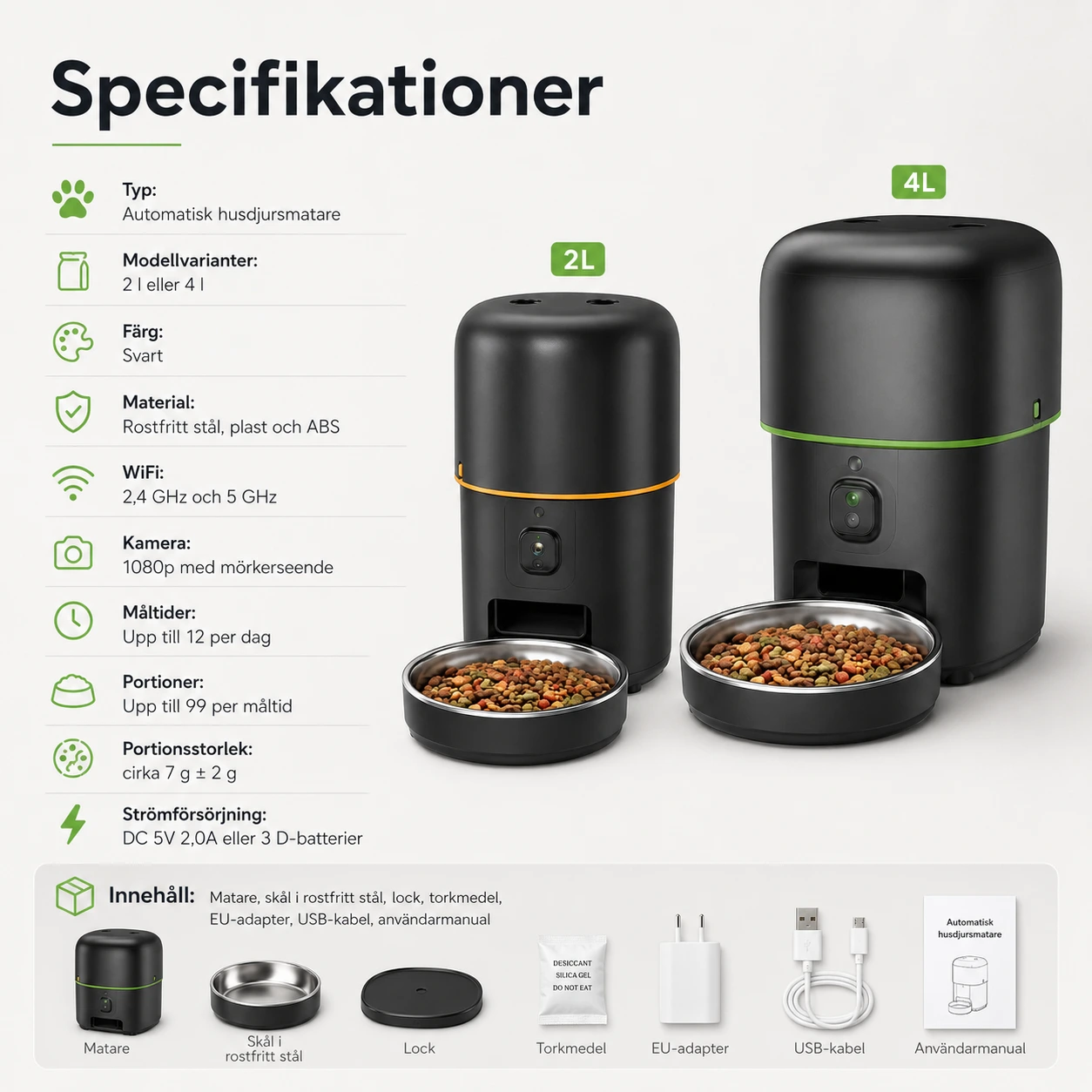 Automatisk husdjursmatare med kamera och appstyrning