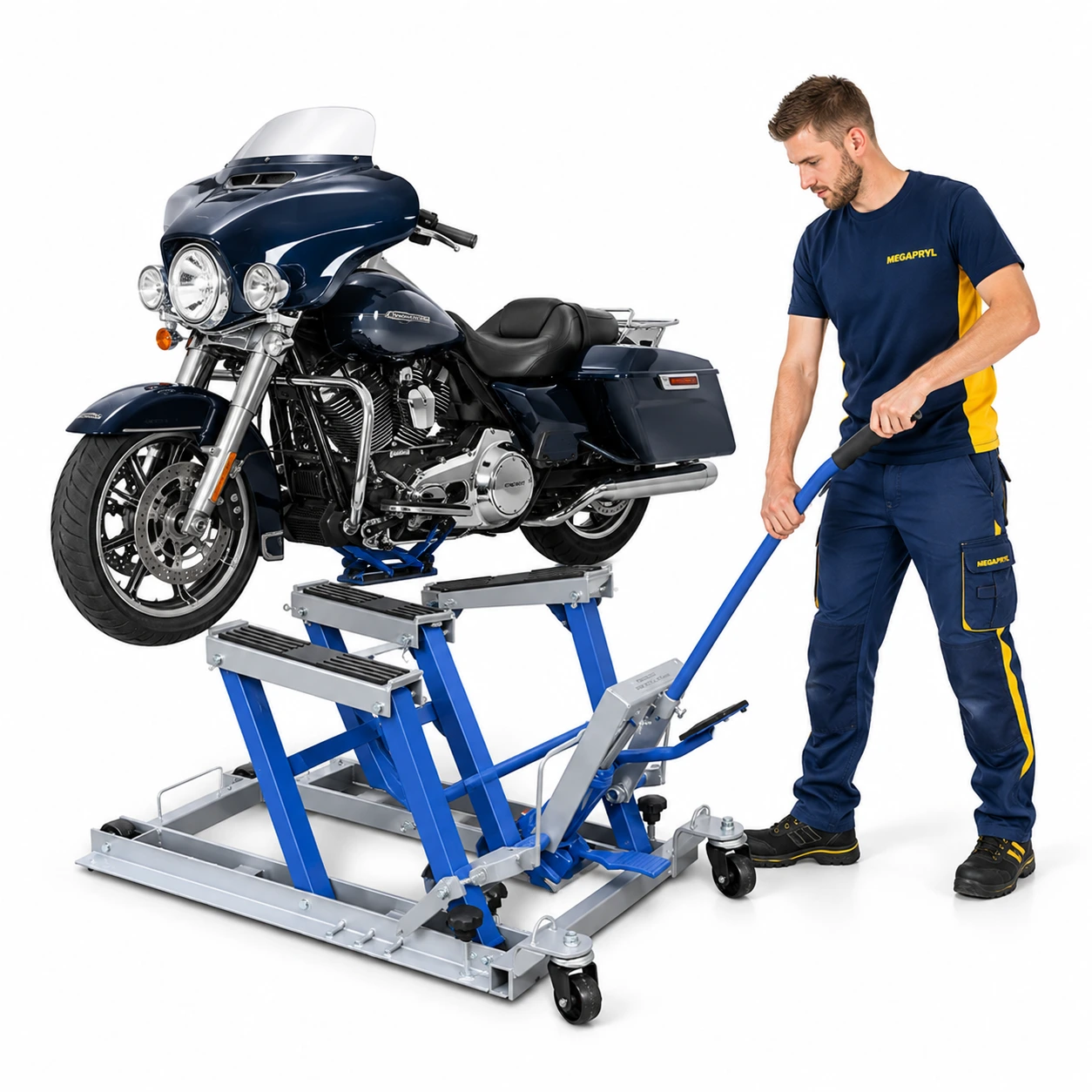 Motorcykellyft Hydraulisk 680 kg med Hjul och Handtag